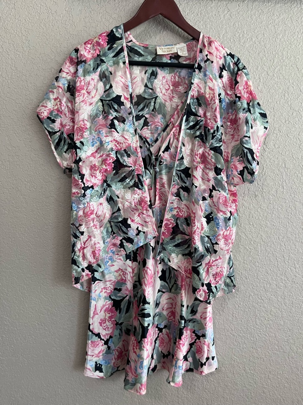 Vintage Victoria's Secret Gold Label Floral Slip & Kimono Set - Medium